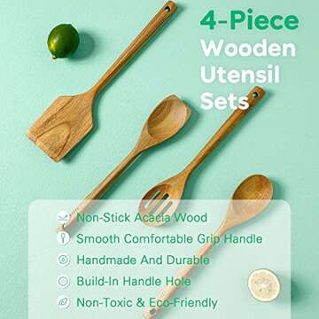 Caperci Optimal Wooden Cooking Utensil Set - 4 Pieces