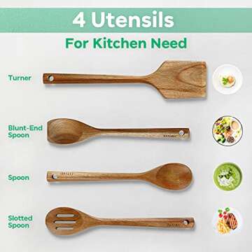 Caperci Optimal Wooden Cooking Utensil Set - 4 Pieces