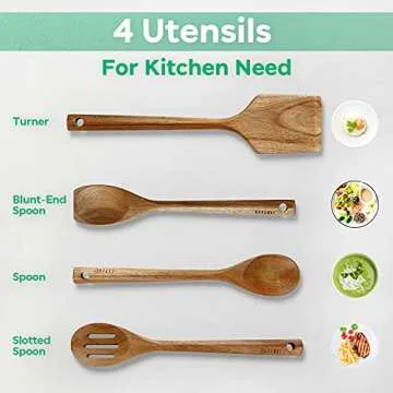 Caperci Optimal Wooden Cooking Utensil Set - 4 Pieces