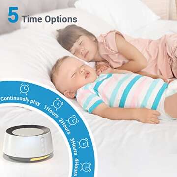 BGOVERSS White Noise Machine for Baby Kids Adults, Sleep Sound Machine with 20 Adjustable Volume & 14 Soothing Stereo Sounds, 5 Timer & Memory Function, Adjustable Night Light for Sleeping