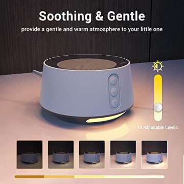 BGOVERSS White Noise Machine for Baby Kids Adults, Sleep Sound Machine with 20 Adjustable Volume & 14 Soothing Stereo Sounds, 5 Timer & Memory Function, Adjustable Night Light for Sleeping