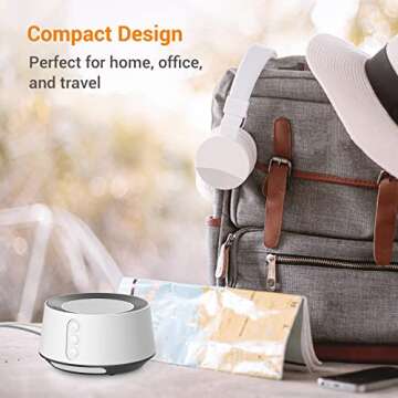 BGOVERSS White Noise Machine for Baby Kids Adults, Sleep Sound Machine with 20 Adjustable Volume & 14 Soothing Stereo Sounds, 5 Timer & Memory Function, Adjustable Night Light for Sleeping