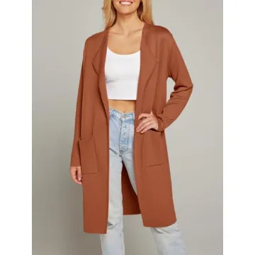 MEROKEETY Women's Casual Knit Cardigan Coat with Pockets