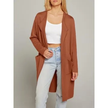 MEROKEETY Women's Casual Knit Cardigan Coat with Pockets