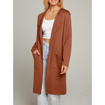 MEROKEETY Women's Casual Knit Cardigan Coat with Pockets