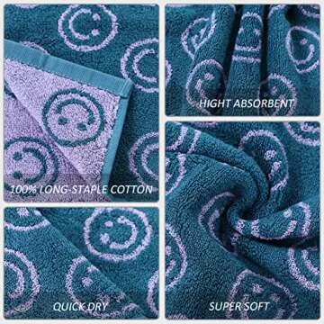 Ultra Soft 100% Cotton Funny Smiling Face Bath Towel Sets