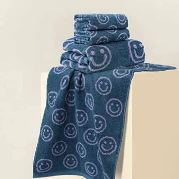 Ultra Soft 100% Cotton Funny Smiling Face Bath Towel Sets