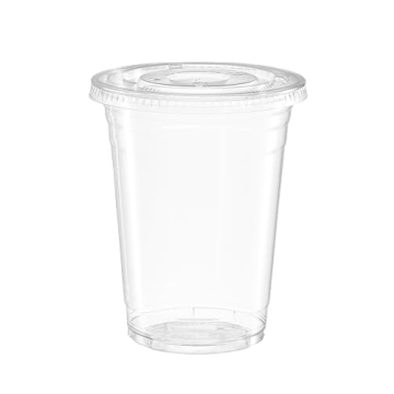 Clear Plastic Cups with Lids 100 Count - 16 oz Durable