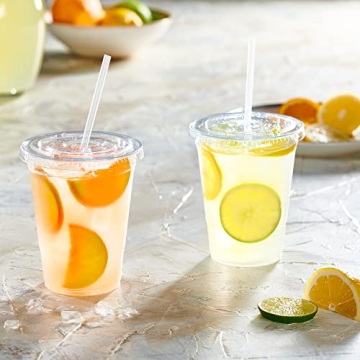 Clear Plastic Cups with Lids 100 Count - 16 oz Durable