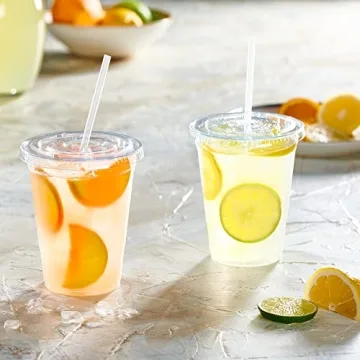 Clear Plastic Cups with Lids 100 Count - 16 oz Durable