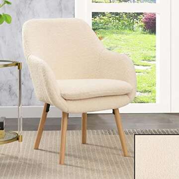 Convenience Concepts Take a Seat Charlotte Wingback Sherpa Accent Armchair 25.25" - Boho Transitiona...