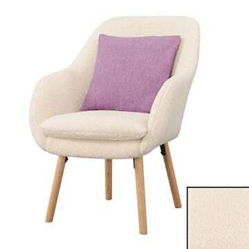 Convenience Concepts Take a Seat Charlotte Wingback Sherpa Accent Armchair 25.25" - Boho Transitional Boucle Lounge Chair for Office, Den, Living Room, Sherpa Cream