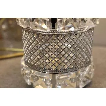 CY craft Silver Makeup Brush Holder Organizer,Handcrafted Vintage Cosmetics Brushes Eyebrow Pencil Pen Cup Collection, Crystal Flower Vase Desk Dresser Decoration and Storage,4.7 x 4 Inch