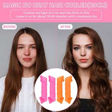 Hair Curlers Spiral Curls No Heat Wave Hair Curlers Styling Kit Spiral Hair Curlers Magic Hair Rollers 33cm with 1 Styling Hooks for Short/Medium Hair Most Kinds of Hairstyles