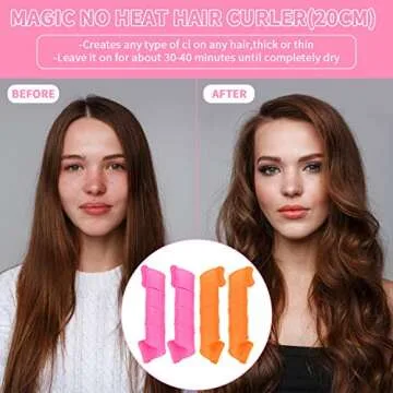 Hair Curlers Spiral Curls No Heat Wave Hair Curlers Styling Kit Spiral Hair Curlers Magic Hair Rollers 33cm with 1 Styling Hooks for Short/Medium Hair Most Kinds of Hairstyles