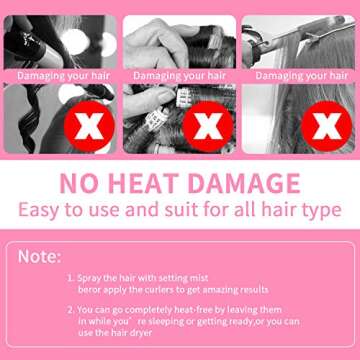 Hair Curlers Spiral Curls No Heat Wave Hair Curlers Styling Kit Spiral Hair Curlers Magic Hair Rollers 33cm with 1 Styling Hooks for Short/Medium Hair Most Kinds of Hairstyles