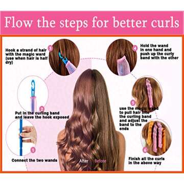 Hair Curlers Spiral Curls No Heat Wave Hair Curlers Styling Kit Spiral Hair Curlers Magic Hair Rollers 33cm with 1 Styling Hooks for Short/Medium Hair Most Kinds of Hairstyles