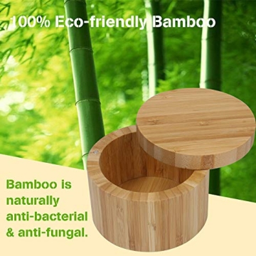 Stylish HTB Bamboo Salt Box with Magnetic Lid for Seasonings