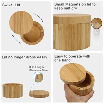 Stylish HTB Bamboo Salt Box with Magnetic Lid for Seasonings