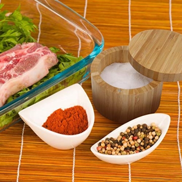 Stylish HTB Bamboo Salt Box with Magnetic Lid for Seasonings