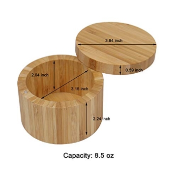 Stylish HTB Bamboo Salt Box with Magnetic Lid for Seasonings