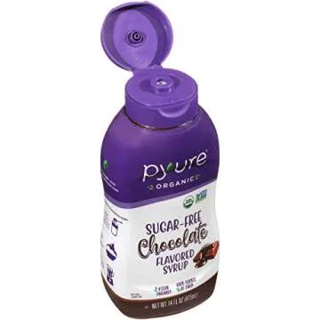 Pyure Organic Chocolate Flavored Syrup, Zero Sugar, 1 Net Carb Keto Syrup, Gluten-Free, Organic Plant-Based Sugar Free Chocolate Syrup for Vegan Keto Friendly Food, 14 Oz