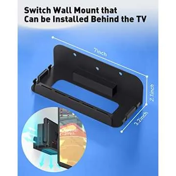 ZAONOOL Wall Mount for Nintendo Switch and Switch OLED, Metal Wall Mount Kit Shelf Accessories with 5 Game Card Holders and 4 Joy Con Brackets, Safely Store Switch Console Near or Behind TV, Black