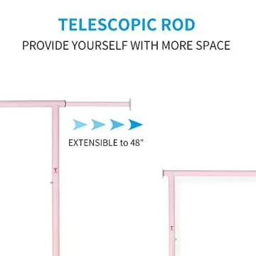 Fishat 59" H Simple Portable Standard Pink Rolling Clothing Garment Rack for Girl Women, Metal Freestanding Hanging Clothes Organizer with Lockable Wheels for Dorm Bedroom Home Balcony