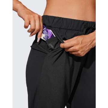 CRZ YOGA 4-Way Stretch Workout Joggers for Women 28" Casual Travel Lounge Athletic Pants with Pockets Black Small