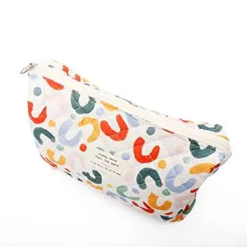 TOPASION Cotton Cosmetic Bag Travel Makeup Pouch Quilted Handbag Purse for Women (UU)