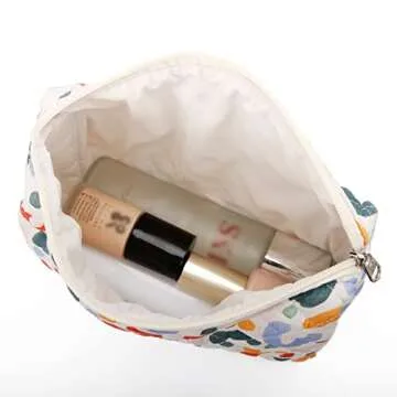 TOPASION Cotton Cosmetic Bag Travel Makeup Pouch Quilted Handbag Purse for Women (UU)