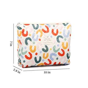 TOPASION Cotton Cosmetic Bag Travel Makeup Pouch Quilted Handbag Purse for Women (UU)