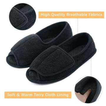 Git-up Diabetic Slippers for Women Memory Foam Arthritis Edema Adjustable Open Toe Swollen Feet Slip...