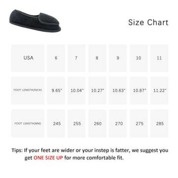 Git-up Diabetic Slippers for Women Memory Foam Arthritis Edema Adjustable Open Toe Swollen Feet Slippers Bedroom House Indoor Outdoor Shoes with Rubber Sole, Black 11#