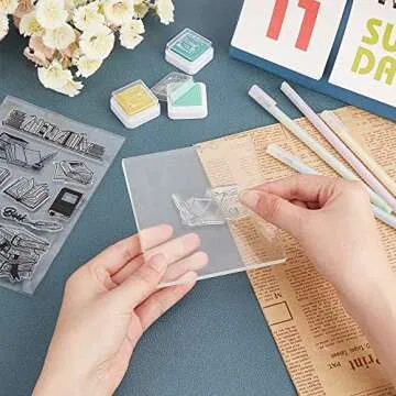 GLOBLELAND Book Clear Stamps Bookcase Bookshelf Transparent Silicone Stamp Seal for Card Journal Diary Making Decoration and DIY Scrapbooking