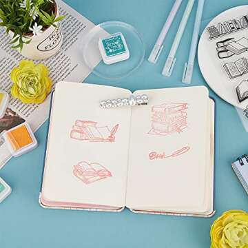 GLOBLELAND Book Clear Stamps Bookcase Bookshelf Transparent Silicone Stamp Seal for Card Journal Diary Making Decoration and DIY Scrapbooking