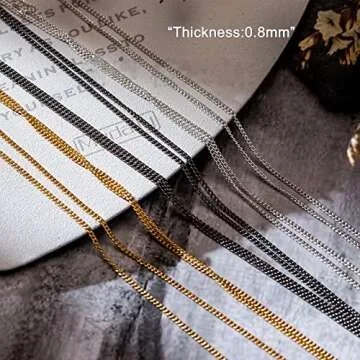 NICENEEDED 12 Strips Metal Nail Art Chains, Nail Jewelry Chains Nail Decorations with Box, 3D Gold & Silver & Black Nail Chains Nail Ornaments Nail Art Studs for Manicure Decoration & DIY