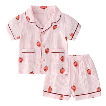 BINIDUCKLING Baby Girl Strawberry Pajamas for Toddlers