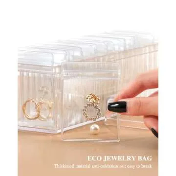 HOMEHIVE Acrylic Jewelry Box Organizer, Clear Jewelry Organizer and Storage with 20 Portable Anti Tarnish Jewelry bags, Travel Jewelry Case for Earrings/Rings/Necklaces Gift for Women Girls, Clear