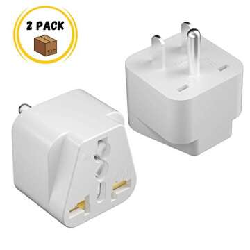 Bates European Plug Adapter - 2 Pack Type B Travel Adapter for Worldwide Use
