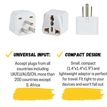 Bates European Plug Adapter - Travel Made Easy with 2 pcs