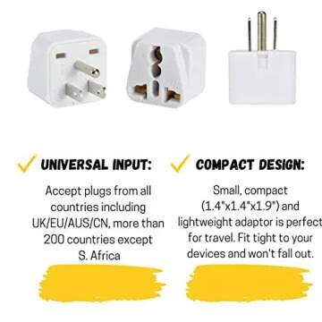 Bates European Plug Adapter - Travel Made Easy with 2 pcs