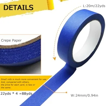 Premium Painters Blue Tape - 4 Rolls for DIY