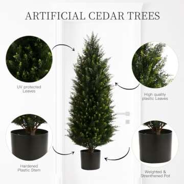Realistic 3.2FT Artificial Cedar Trees for Home Decor