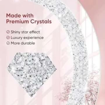 BesMirror LED Bathroom Mirror with Lights Crushed Diamond 28"x28", Heart Shaped Front Lit Wall Mounted LED Vanity Mirror with 3 Color, Stepless Dimmable, Memory, Smart Touch and Shatter-Proof