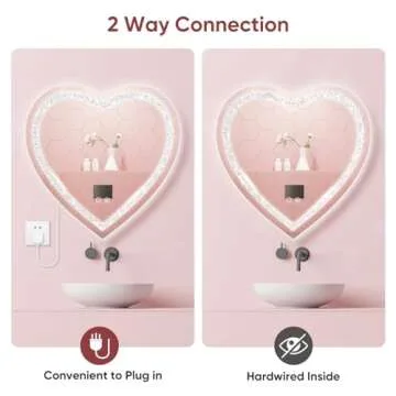 BesMirror LED Bathroom Mirror with Lights Crushed Diamond 28"x28", Heart Shaped Front Lit Wall Mounted LED Vanity Mirror with 3 Color, Stepless Dimmable, Memory, Smart Touch and Shatter-Proof