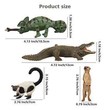 Toymany 11PCS Madagascar Jungle Animals Figurines Toy with Meerkat Lemur Chameleon Crocodile-Jungle Forest Zoo Animal Figures Set, Christmas Birthday Gift Party Favor School Project for Kids Toddlers