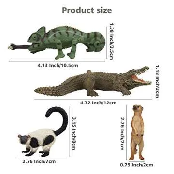 Toymany 11PCS Madagascar Jungle Animals Figurines Toy with Meerkat Lemur Chameleon Crocodile-Jungle Forest Zoo Animal Figures Set, Christmas Birthday Gift Party Favor School Project for Kids Toddlers