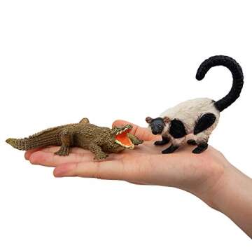 Toymany 11PCS Madagascar Jungle Animals Figurines Toy with Meerkat Lemur Chameleon Crocodile-Jungle Forest Zoo Animal Figures Set, Christmas Birthday Gift Party Favor School Project for Kids Toddlers
