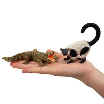 Toymany 11PCS Madagascar Jungle Animals Figurines Toy with Meerkat Lemur Chameleon Crocodile-Jungle Forest Zoo Animal Figures Set, Christmas Birthday Gift Party Favor School Project for Kids Toddlers